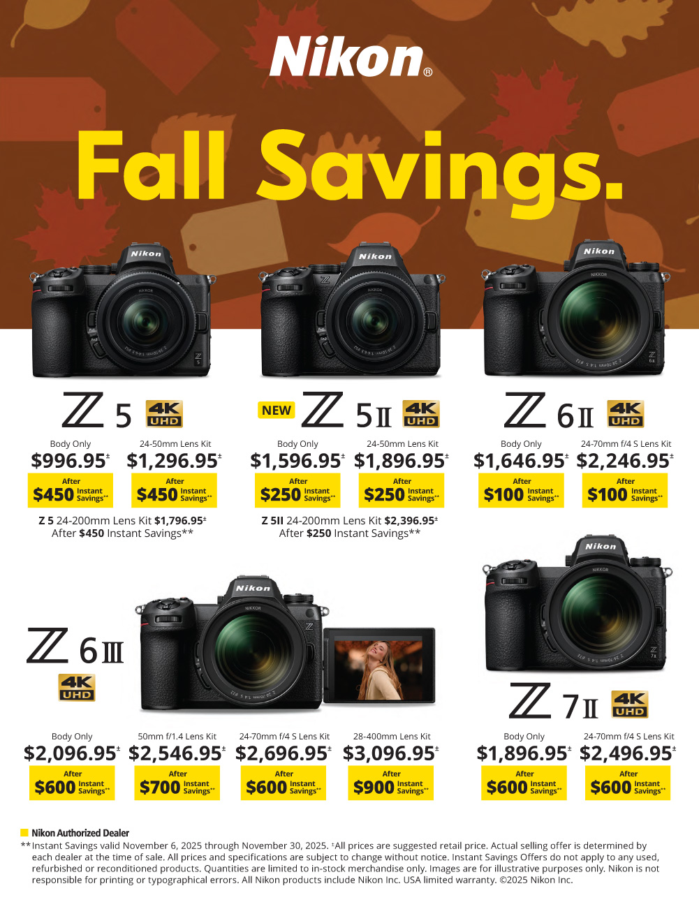 Nikon Fall Memory Savings on Z cameras at K&R