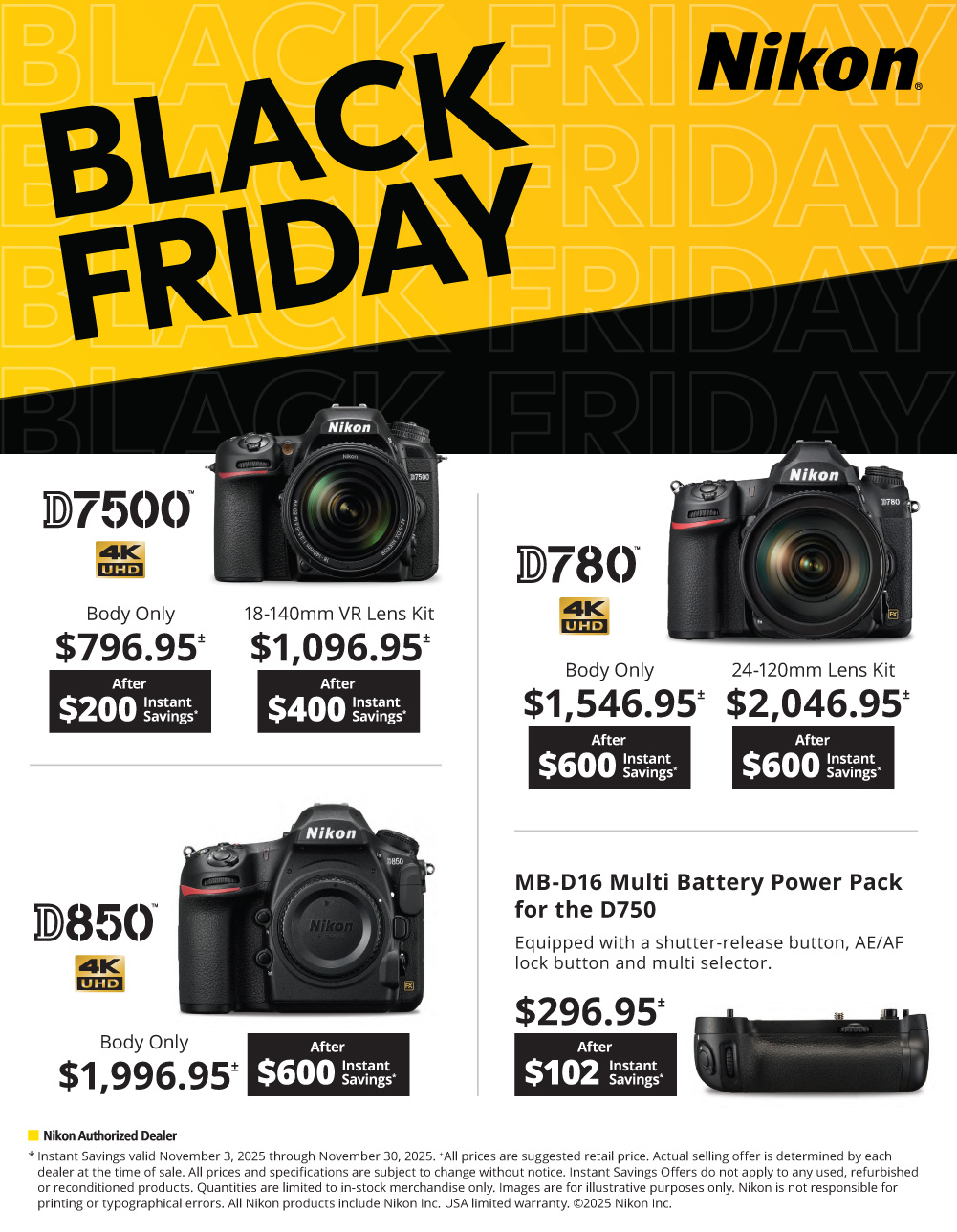 NIKON DSLR Fall Savings at K&R.  Prepare for Winter.