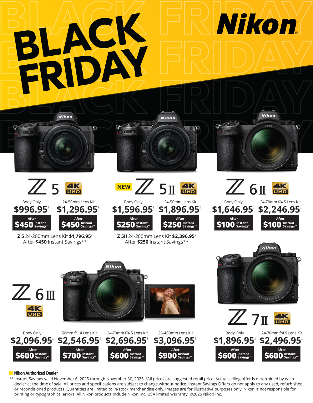 Nikon Black Friday Savings on Z cameras at K&R