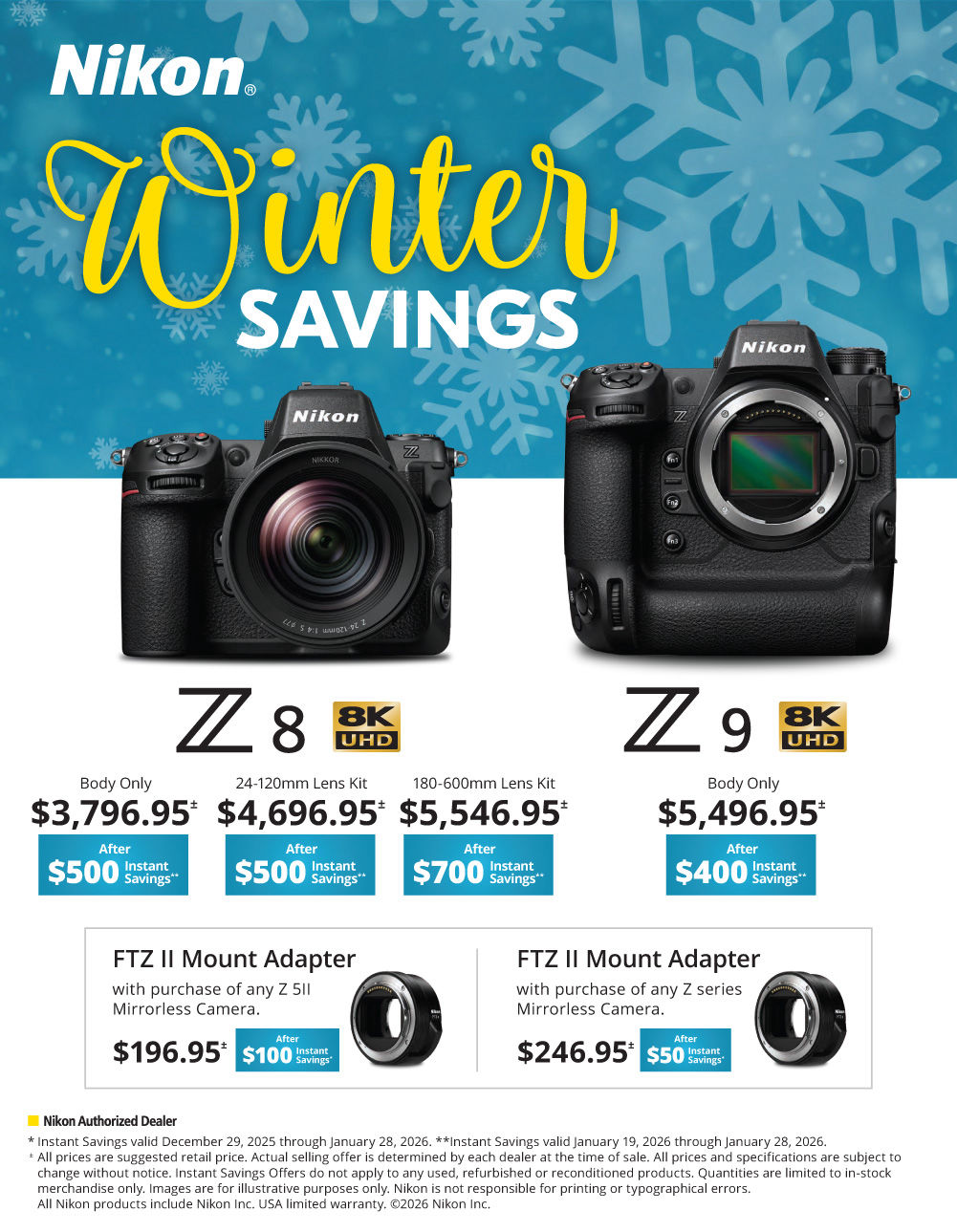 Nikon Z Cameras Sales & service.  Nikon Fall Memories  Z FX cameras