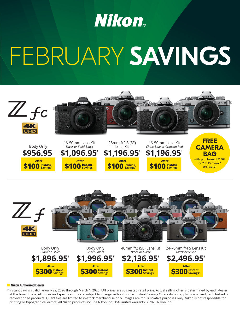 Nikon Zf and Zfc February Savings at K&R