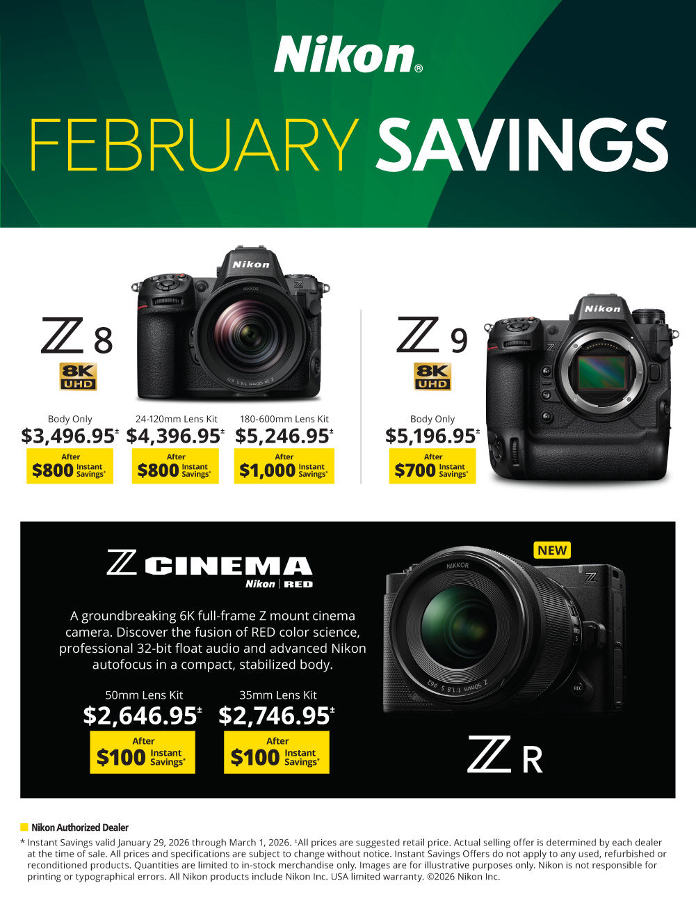 Exciting New NIKON Z 8, NikonZ9  ZR  Winter Savings