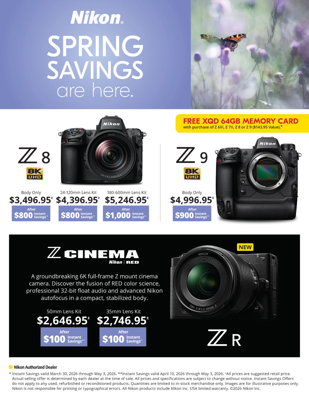 Nikon Z 8/ Z9/ Red/ ZR Spring  Savings at K&R photographics
