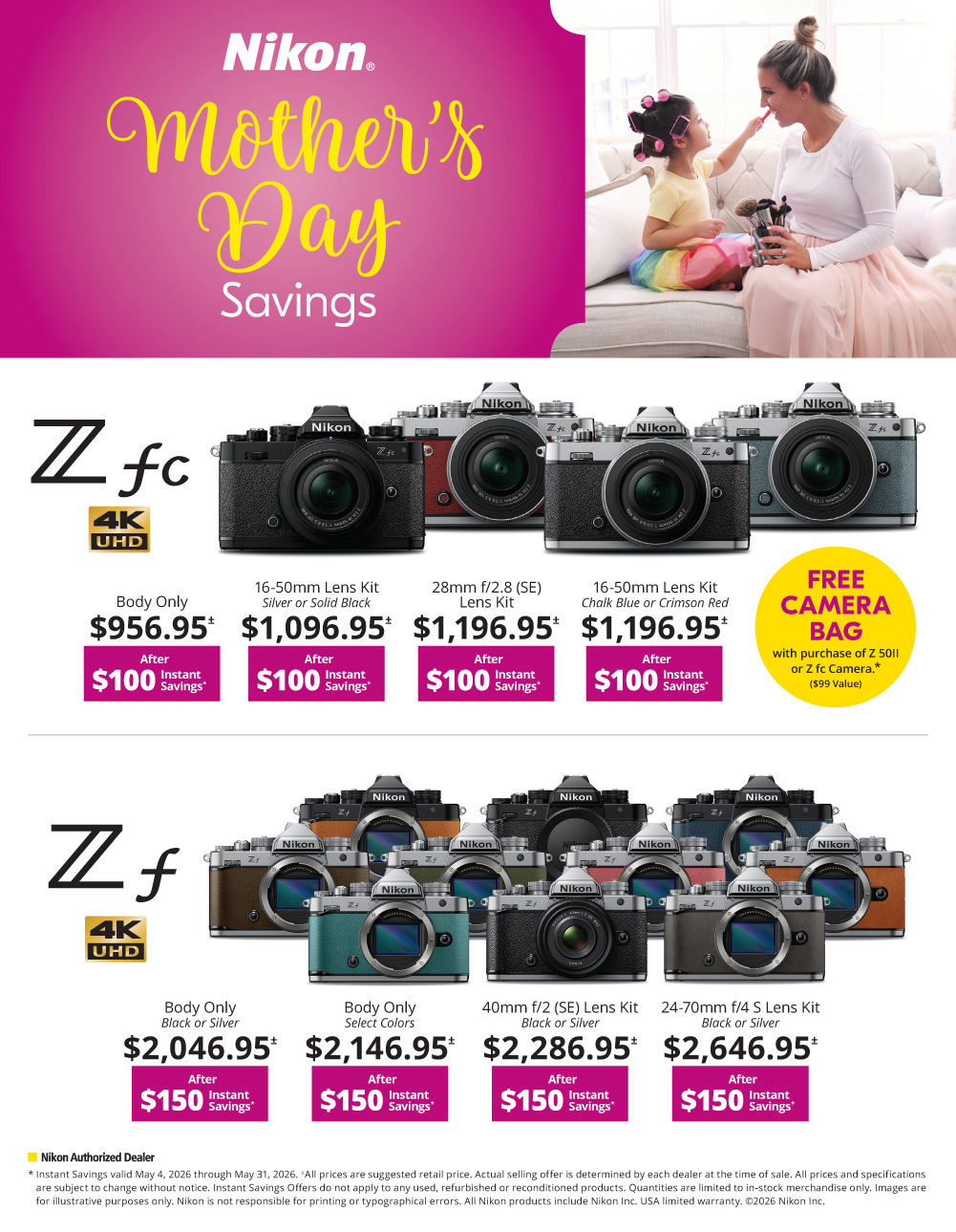 NIKON Zfc /Zf  Mother's Day Savings at K&R