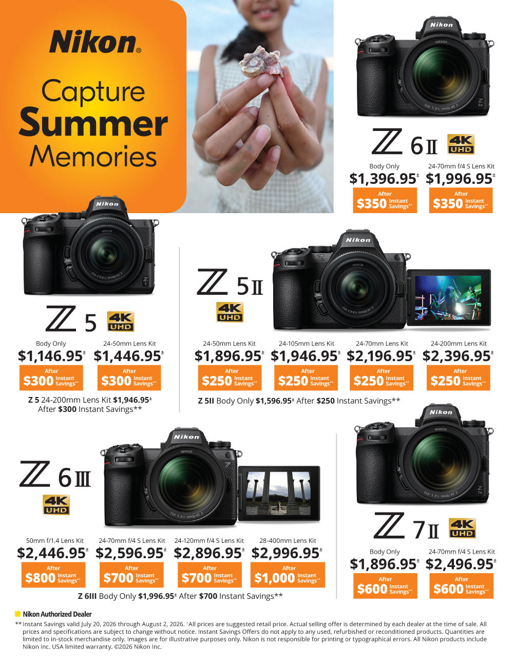 Announcing  NIKON  Summer Days  Savings on Mirrorless Cameras - deals at K&R Photographics K&R Photo