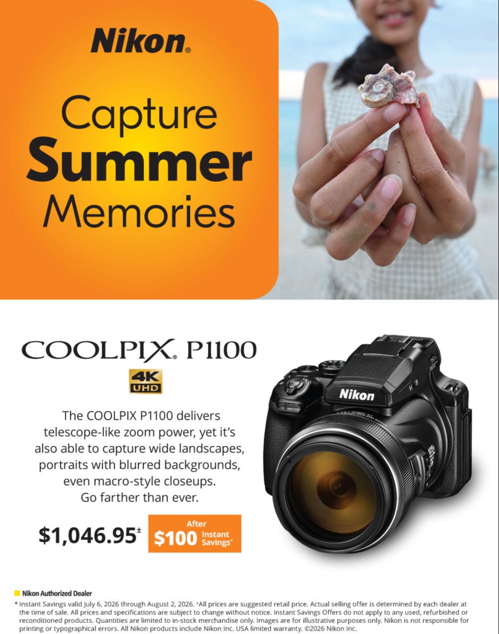 NIKON  Coolpix P1100 for Summer  Savings at K&R photographics