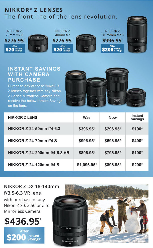 Nikon Z Lenses Instant Savings