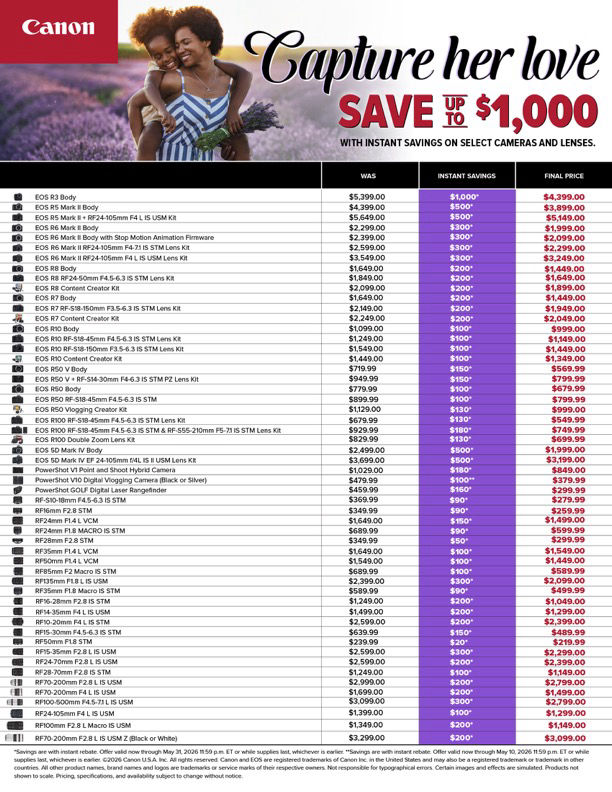 Canon Customer Passionate Savings Sale at K&R photographics